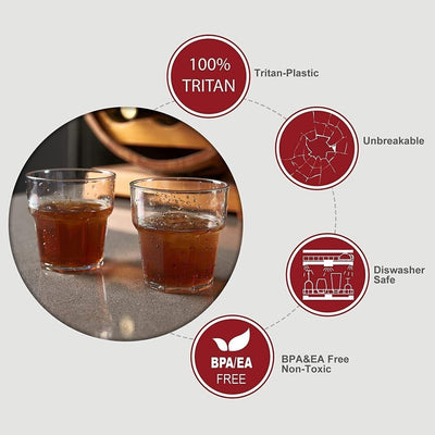 MICHLEY Unzerbrechliche Whiskey, Mehrweg Plastikbecher, Tritan-Kunststoff - 4er