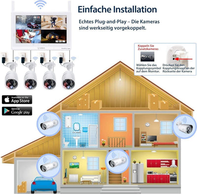 sequro GuardPro2 Plus 1080p DIY drahtloses Videoüberwachungssystem mit großer Re