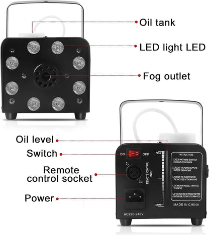 500W Nebelmaschine, mit 7 Led Lichteffekt,  Fernbedienung, Party..