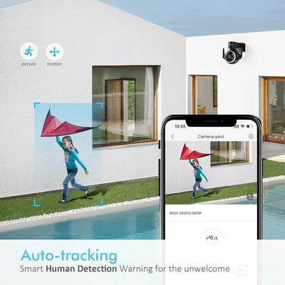 ctronics 700C - 2.5K 4MP Überwachungskamera Aussen WLAN 2,4/5GHz, PTZ WiFi IP