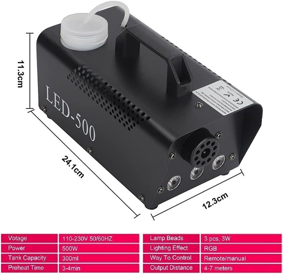 500W Nebelmaschine, mit 7 Led Lichteffekt,  Fernbedienung, Party..