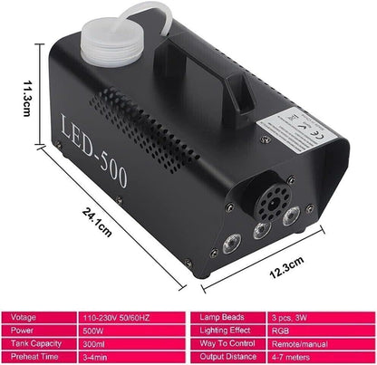 500W Nebelmaschine, mit 7 Led Lichteffekt,  Fernbedienung, Party..