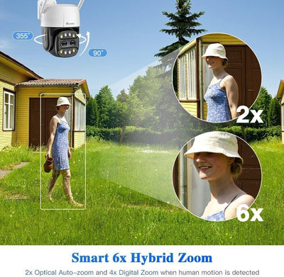 Ctronics 760C - 6X Hybrid-Zoom Überwachungskamera Aussen mit Dual-Objektiv,