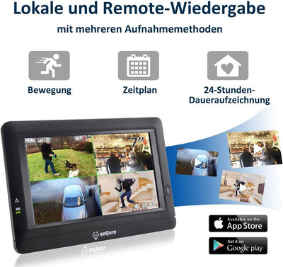 SEQURO Guardpro -  Überwachungssysteme 720p HD mit 7 Zoll Monitor und 1 Kamera,