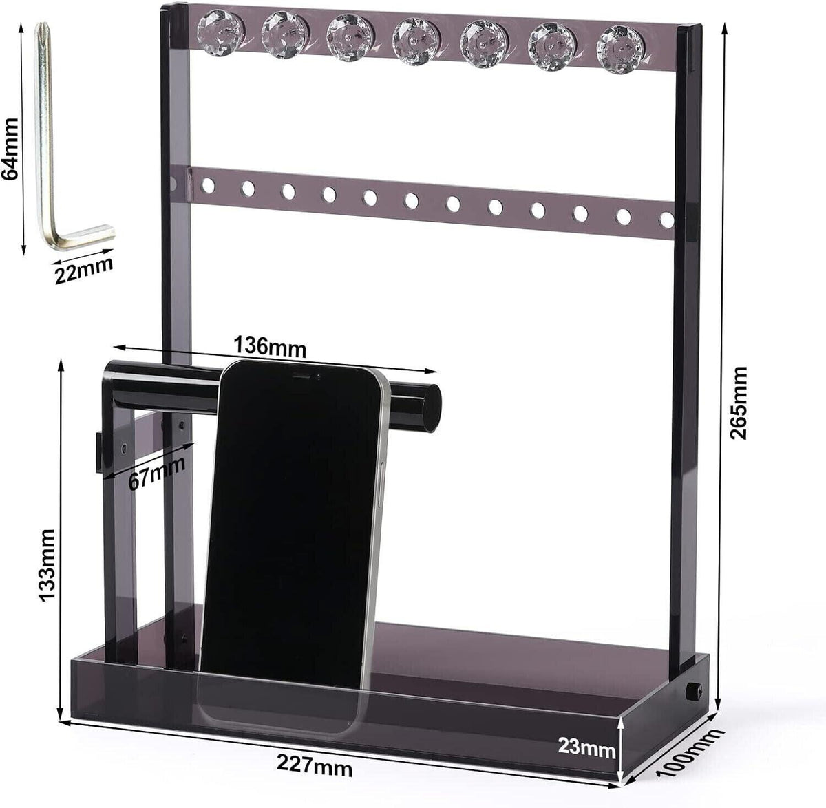 BOWEN EZ Schmuckständer Halter Schmuckbaum 4 Etagen - Transparent