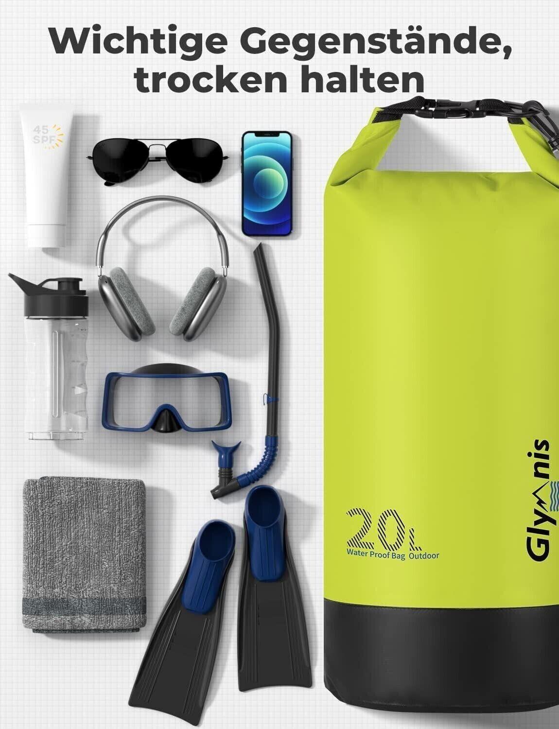 Glymnis Dry Bag wasserdichte Tasche 20L Wasserdichter Packsack mit Bauchtasche
