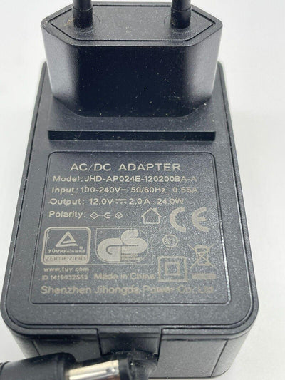 AC/DC ADAPTER Model: JHD-AP024E 120200BASA Input: 100-240V= 50/60H2, 0.554 Outpu