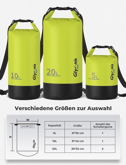 Glymnis Dry Bag wasserdichte Tasche 20L Wasserdichter Packsack mit Bauchtasche