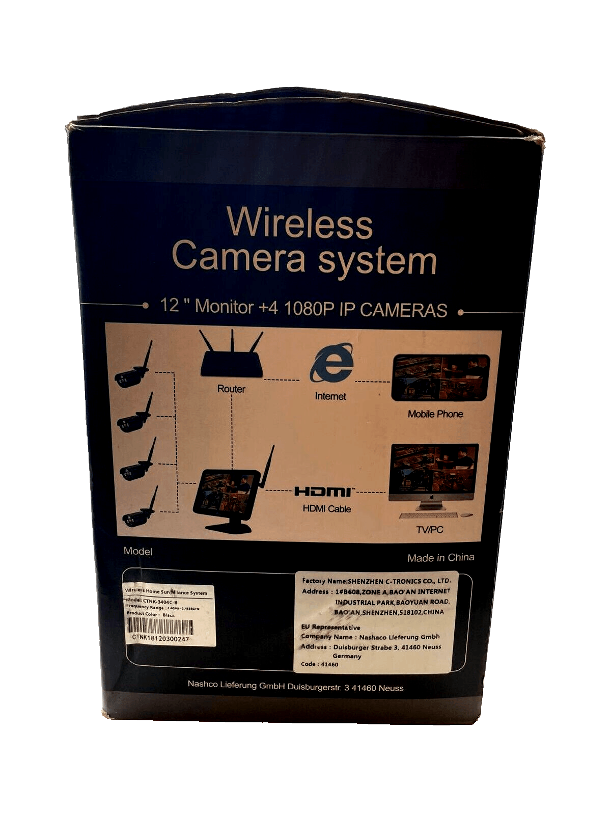 Ctronics CTNK-3404C-B - Kabelloses Kamera System - 4 Kameras, Monitor, Maus Inkl